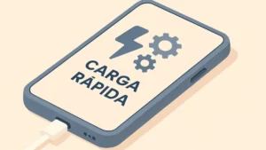 Smartphone con puerto de carga limpio y símbolo de carga rápida